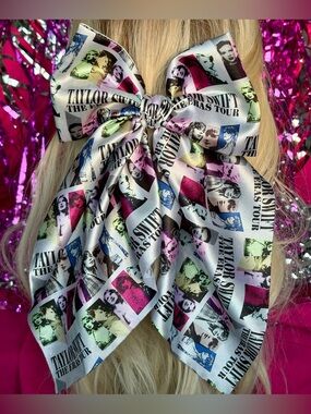 Taylor Swift The Eras Tour Outfit Pop-Art Satin Hair Bow Large Accessory Charm
